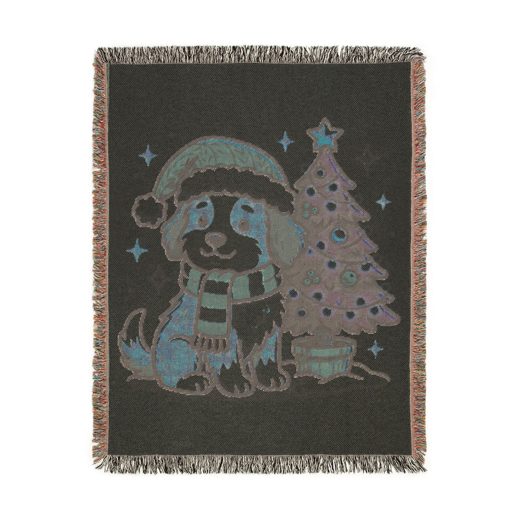 Happy Doggo Weaved Blanket - Cream