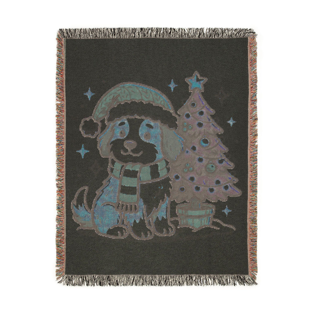 Happy Doggo Weaved Blanket - Cream