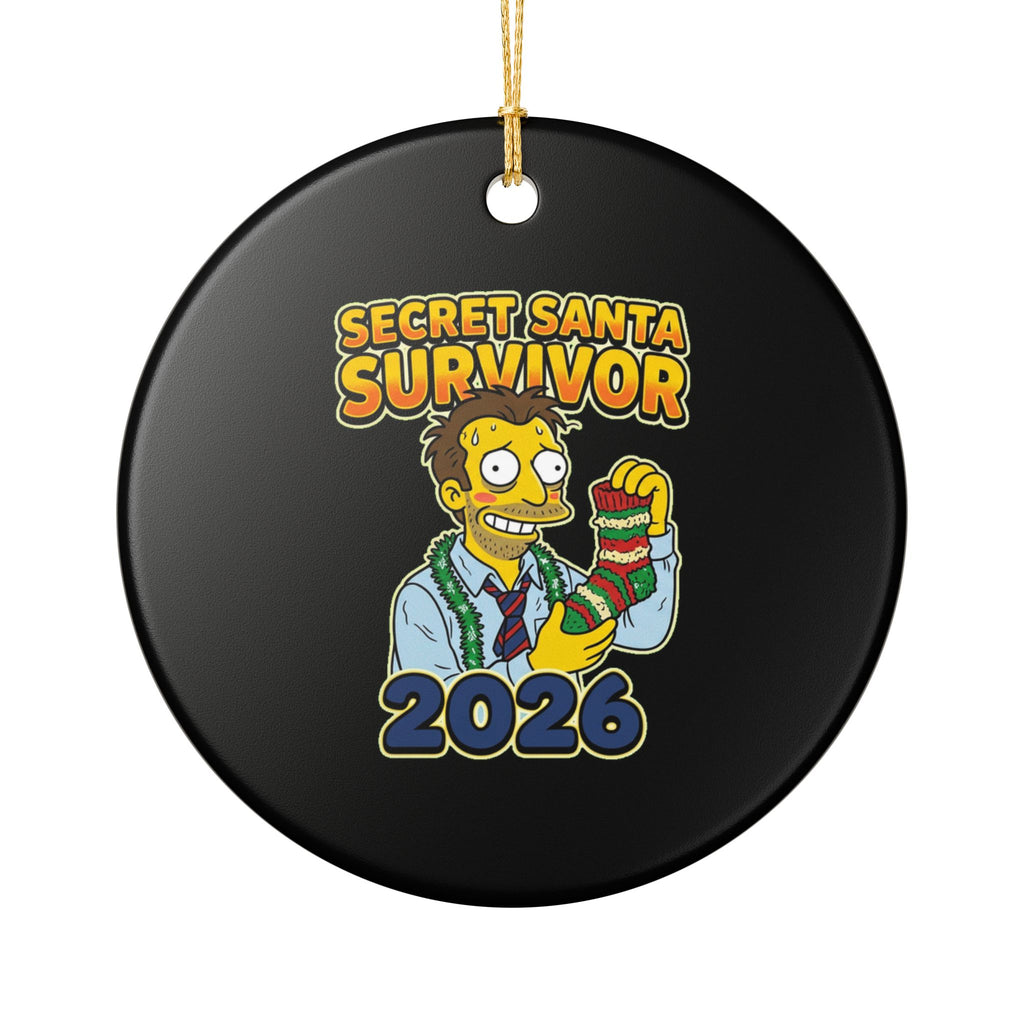 Ceramic Ornament, Secret Santa Survivor (Black)