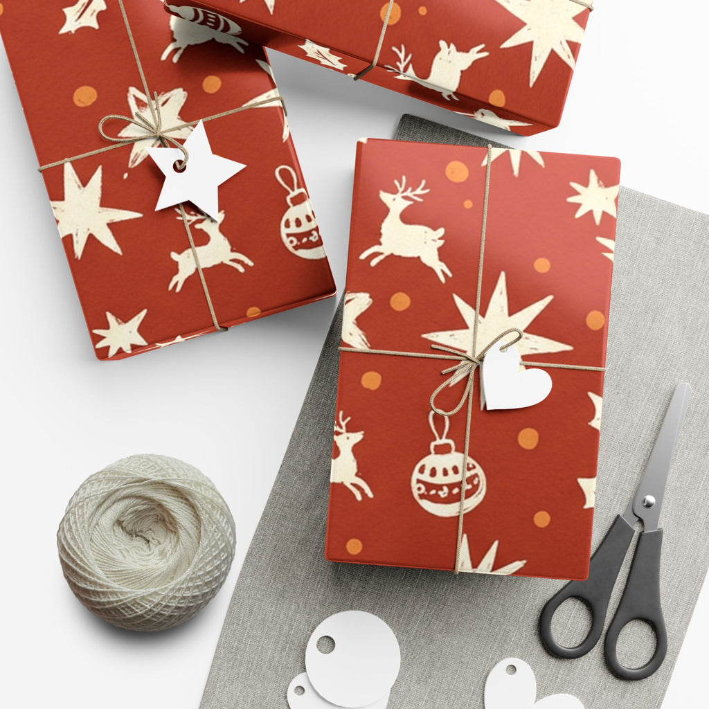Christmas Giftwrap Paper, Red Ornaments (Custom)