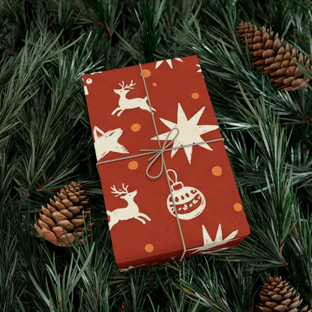 Christmas Giftwrap Paper, Red Ornaments (Custom)