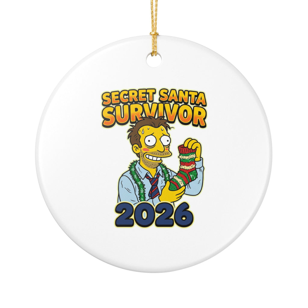 Ceramic Ornament, Secret Santa Survivor (White)