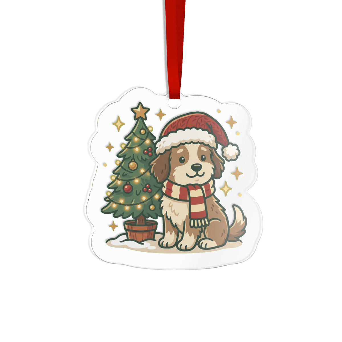 Die Cut Acrylic Ornament, Happy Doggo