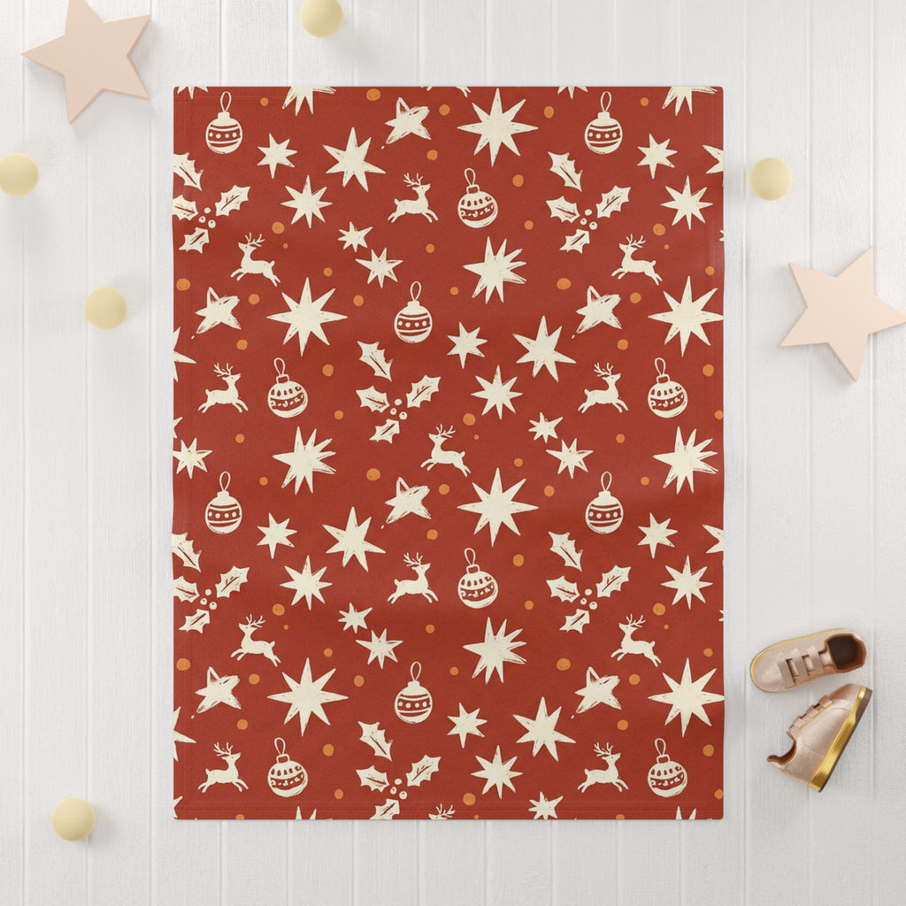 Fluffy Baby Blanket, Red Ornaments (Custom)