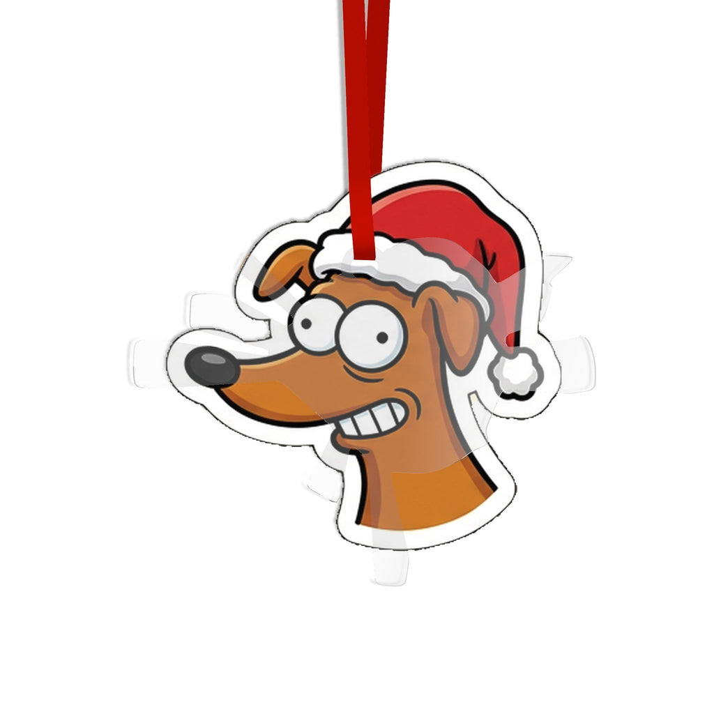 Die Cut Acrylic Ornament, Festive Doggo