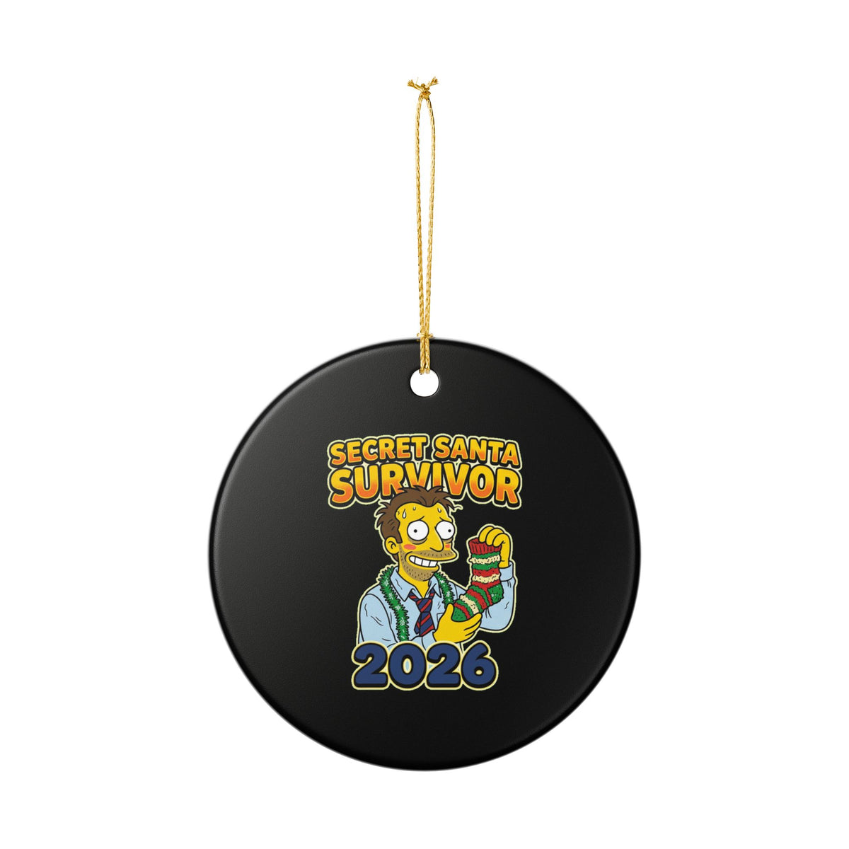Ceramic Ornament, Secret Santa Survivor (Black)
