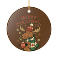 Ceramic Ornament, Merry Christmas Eh? (Brown)