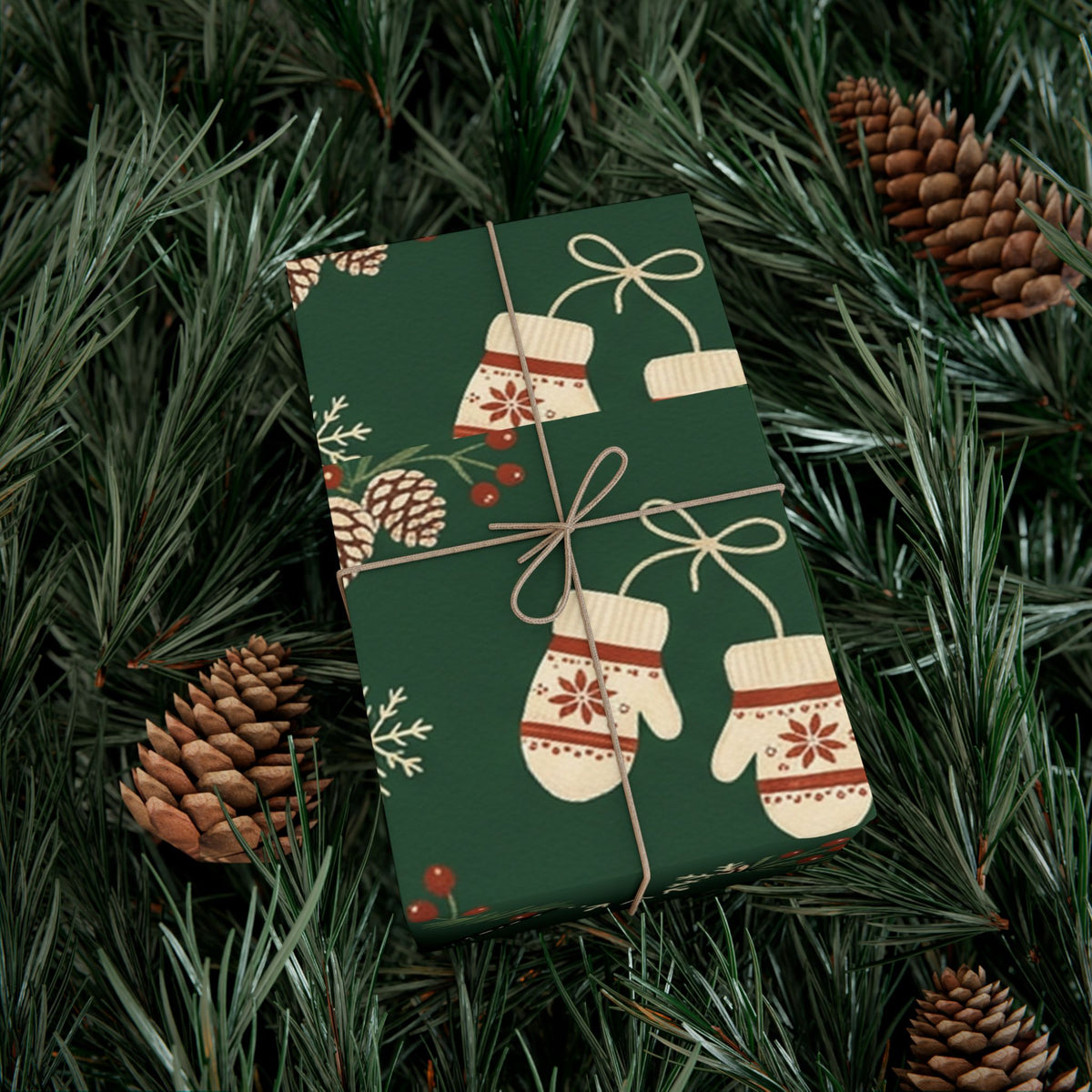 Christmas Giftwrap Paper, Green Pineapple (Custom)