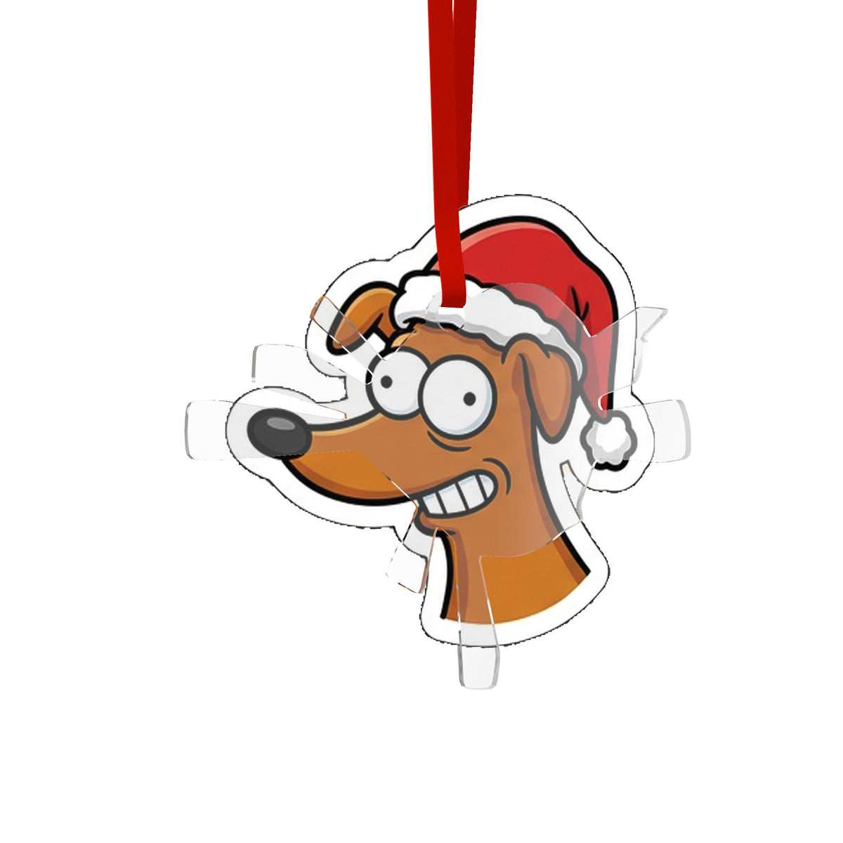 Die Cut Acrylic Ornament, Festive Doggo