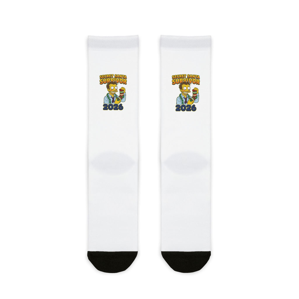 Crew Socks - Secret Santa Survivor, White