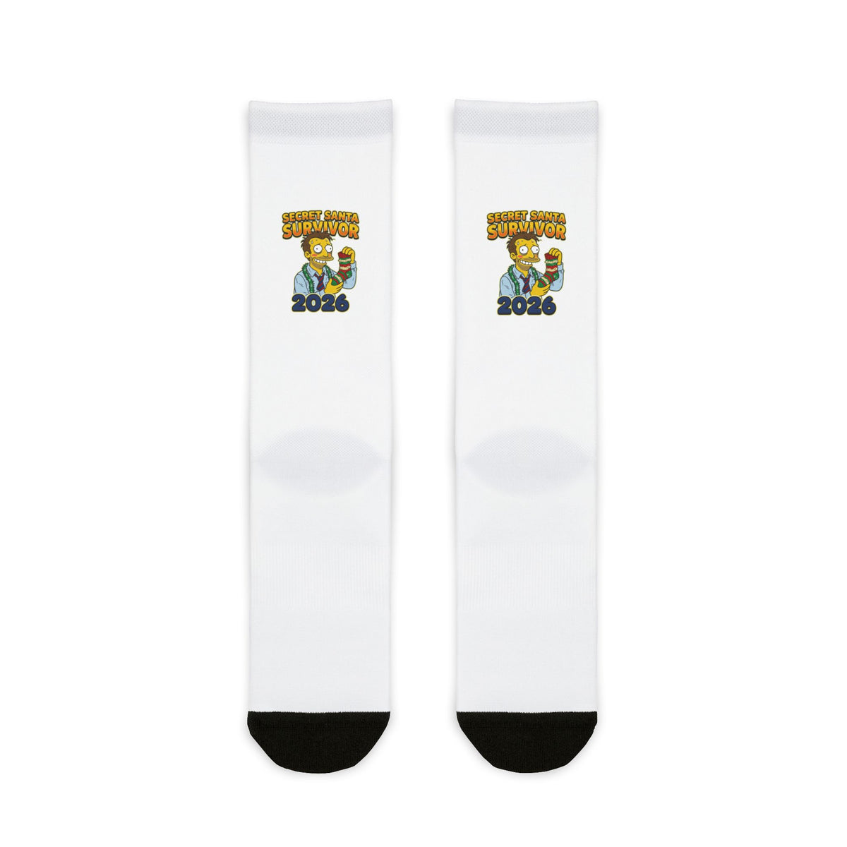 Crew Socks - Secret Santa Survivor, White