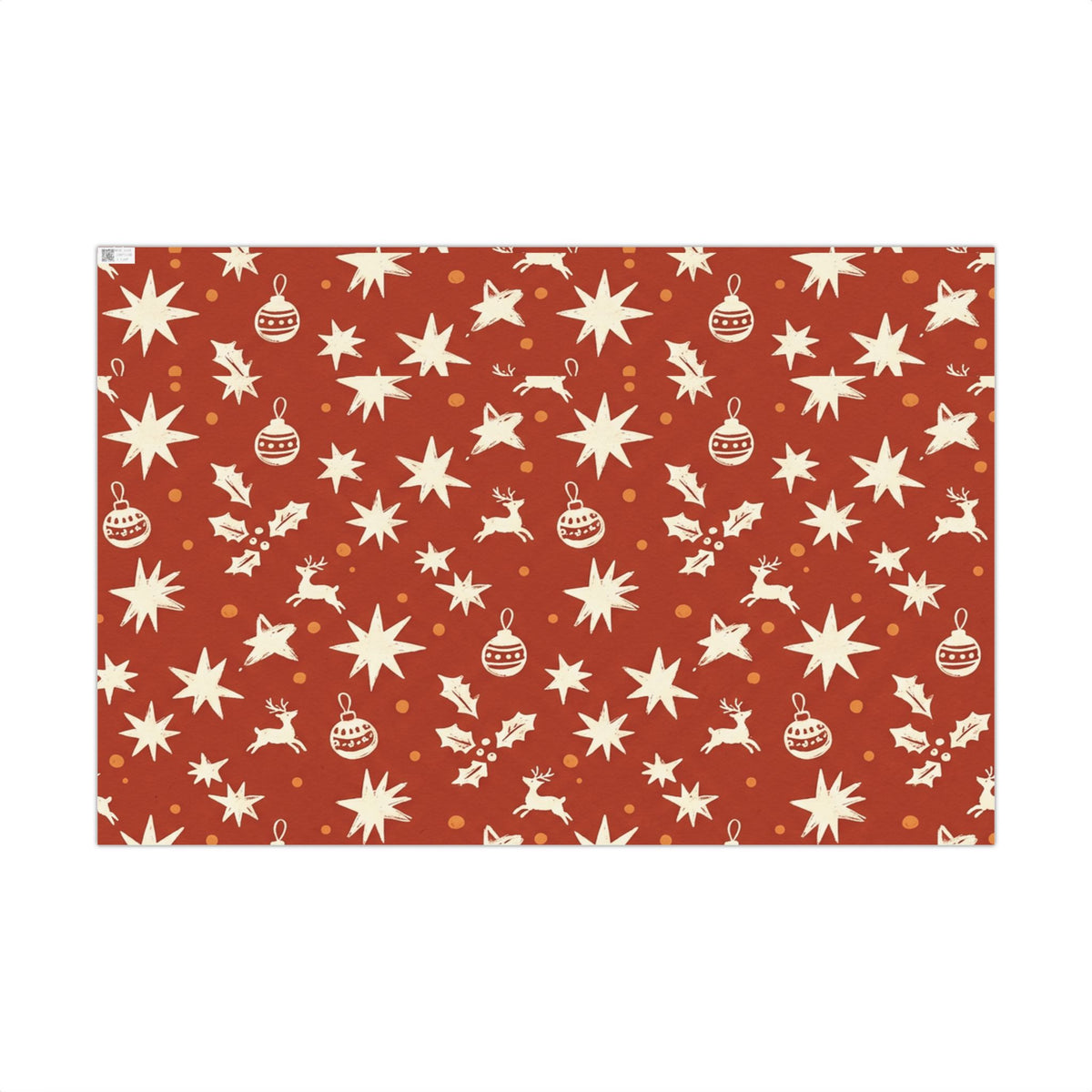 Christmas Giftwrap Paper, Red Ornaments (Custom)
