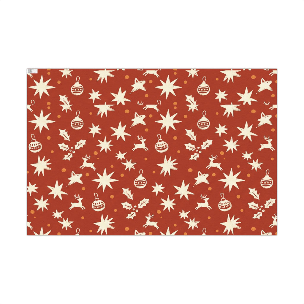 Christmas Giftwrap Paper, Red Ornaments (Custom)