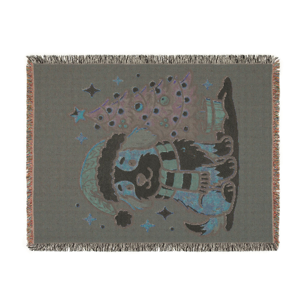 Happy Doggo Weaved Blanket - Afghan Maroon