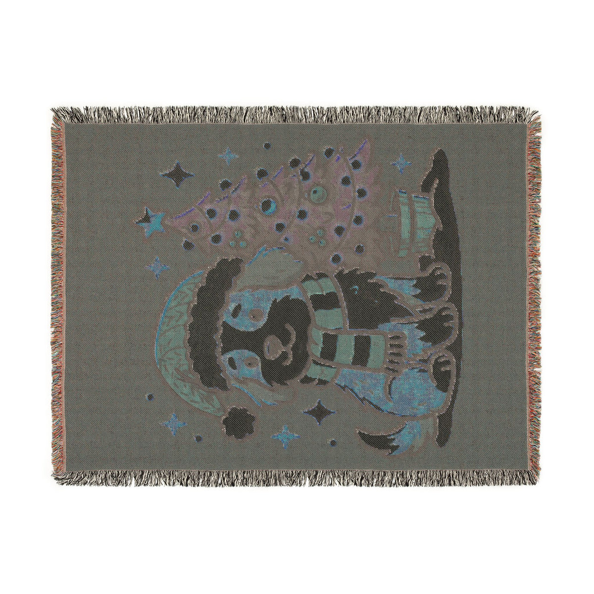 Happy Doggo Weaved Blanket - Afghan Maroon