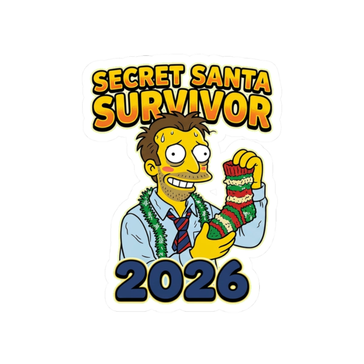 Kiss Cut Sticker, Secret Santa Survivor