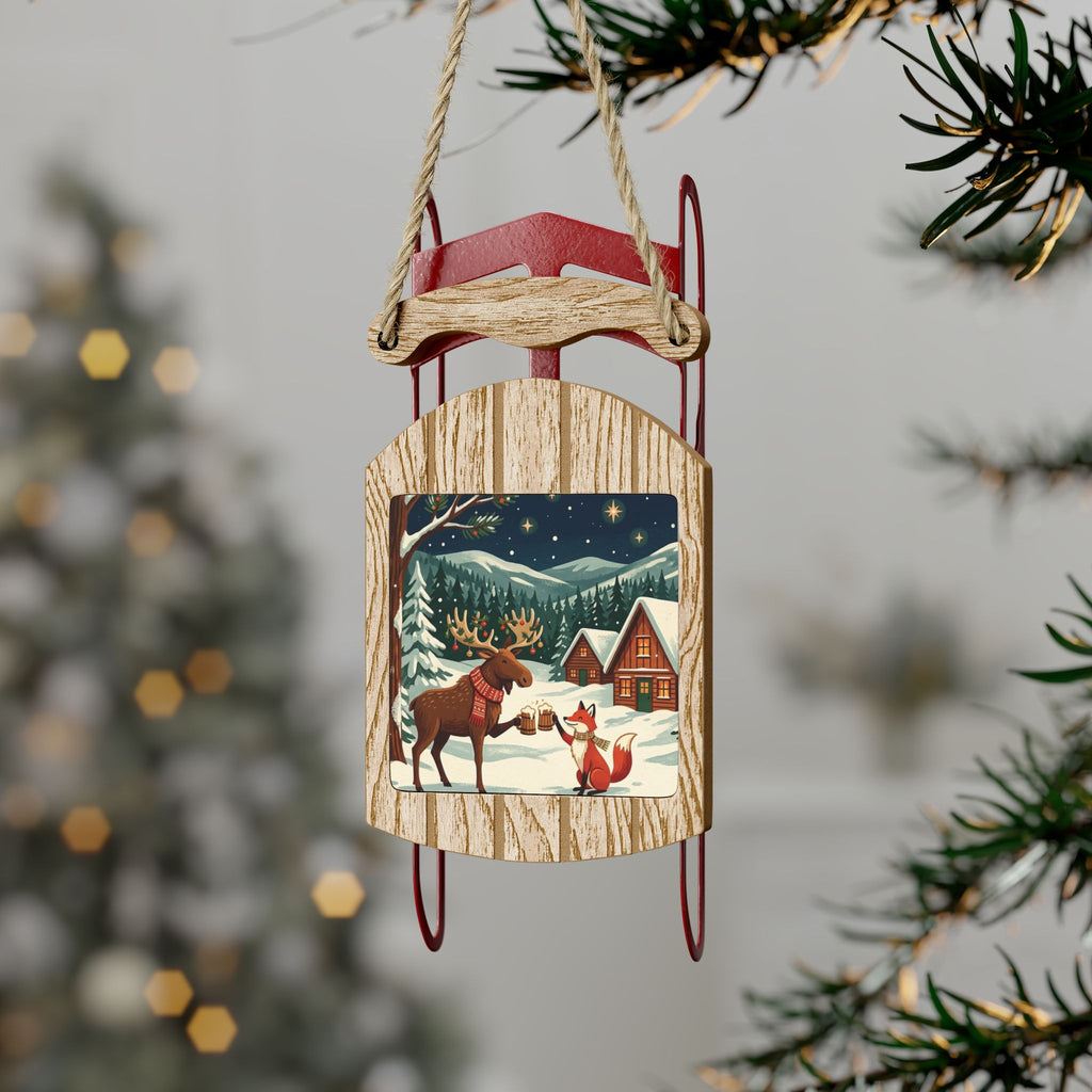 Hanging Sled Ornaments, Snowy Nights (Custom)
