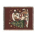 Happy Doggo Weaved Blanket - Afghan Maroon
