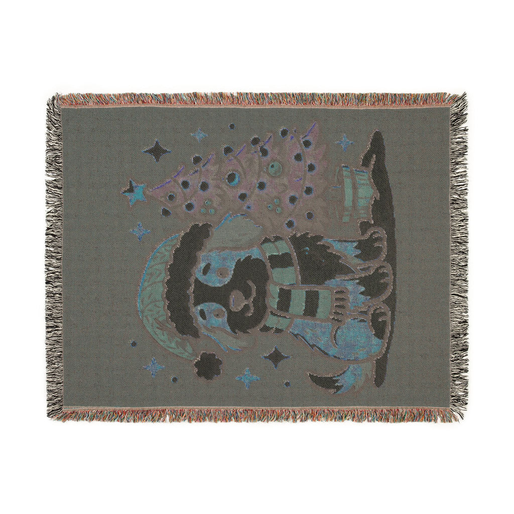 Happy Doggo Weaved Blanket - Afghan Maroon
