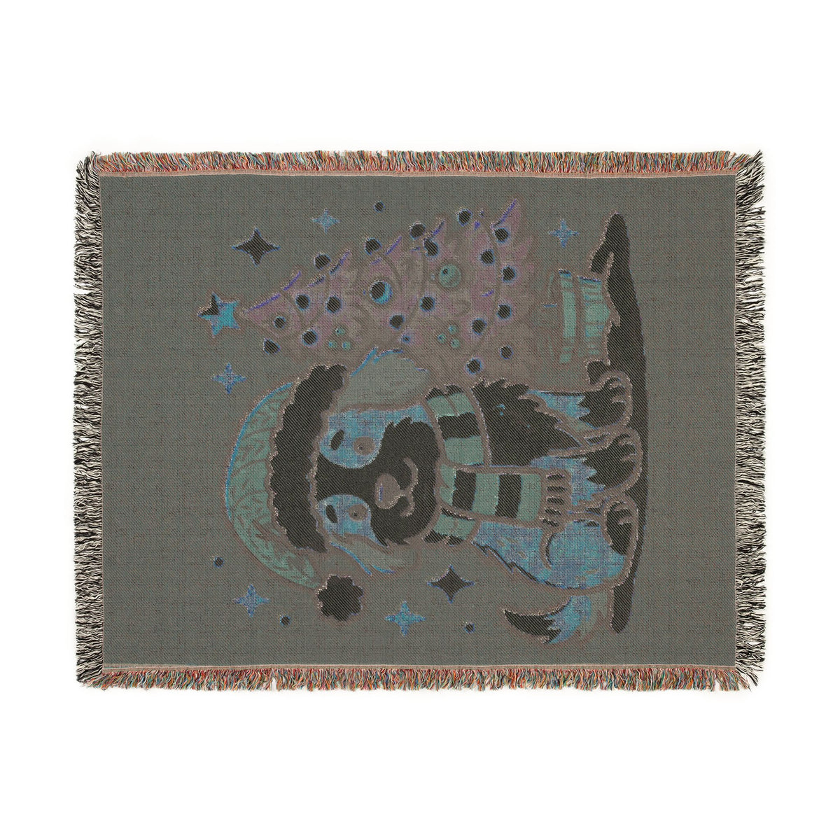 Happy Doggo Weaved Blanket - Afghan Maroon