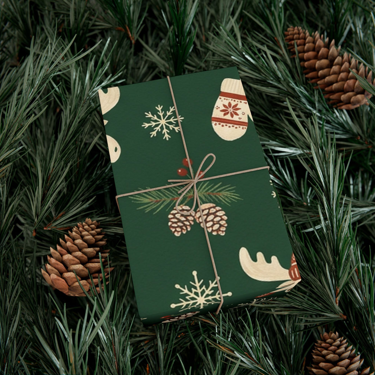 Christmas Giftwrap Paper, Green Pineapple (Custom)
