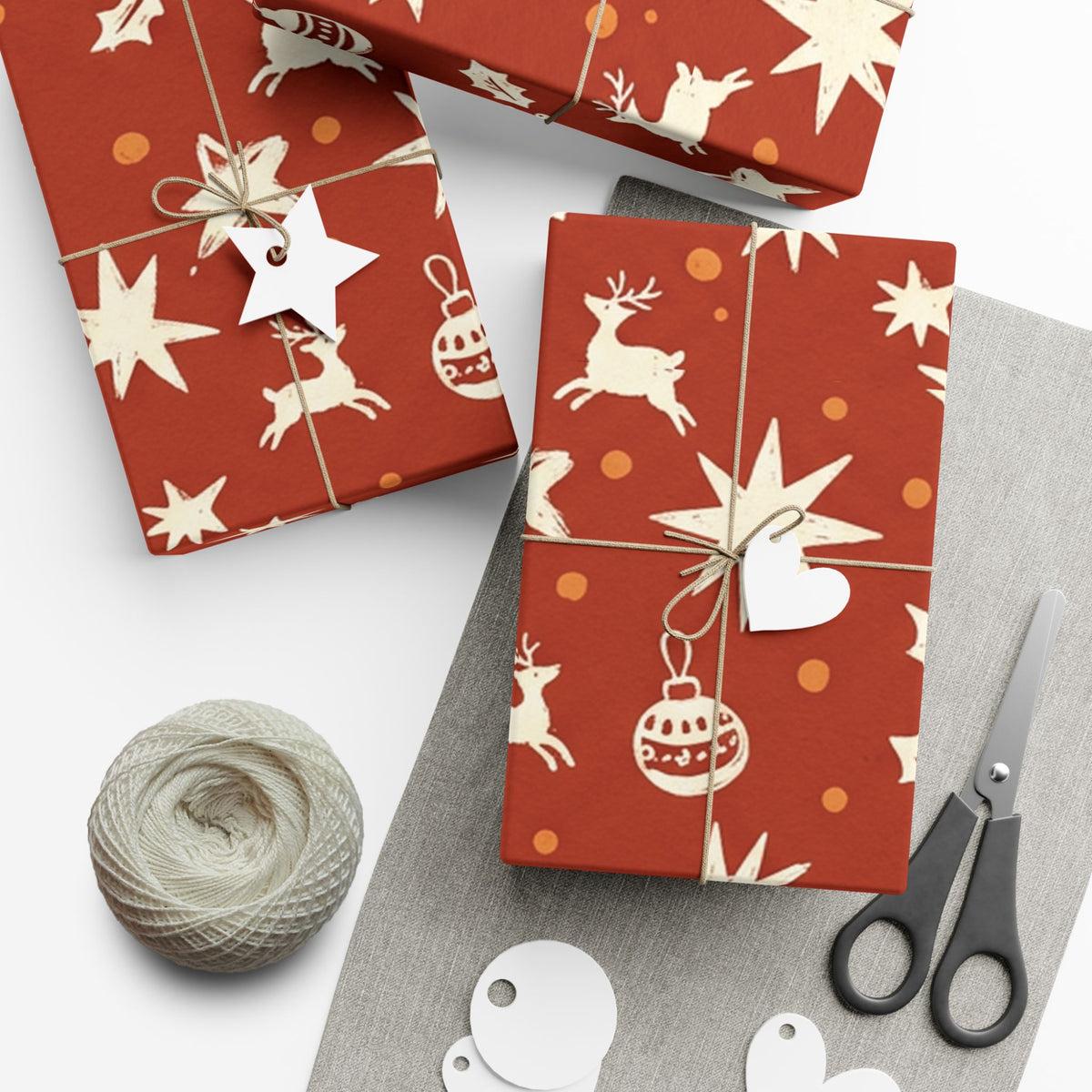 Christmas Giftwrap Paper, Red Ornaments (Custom)