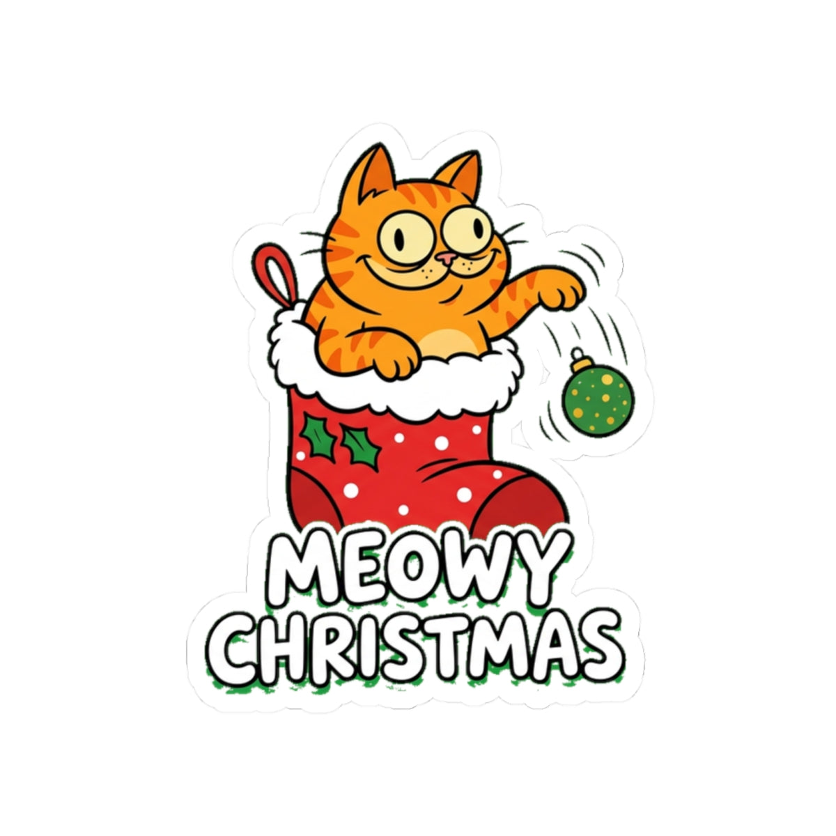 Kiss Cut Sticker, Meowy Christmas