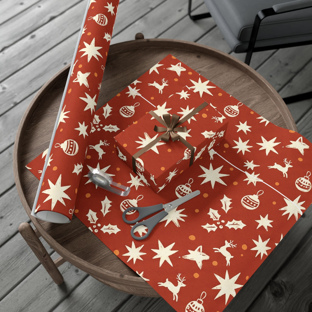 Christmas Giftwrap Paper, Red Ornaments (Custom)