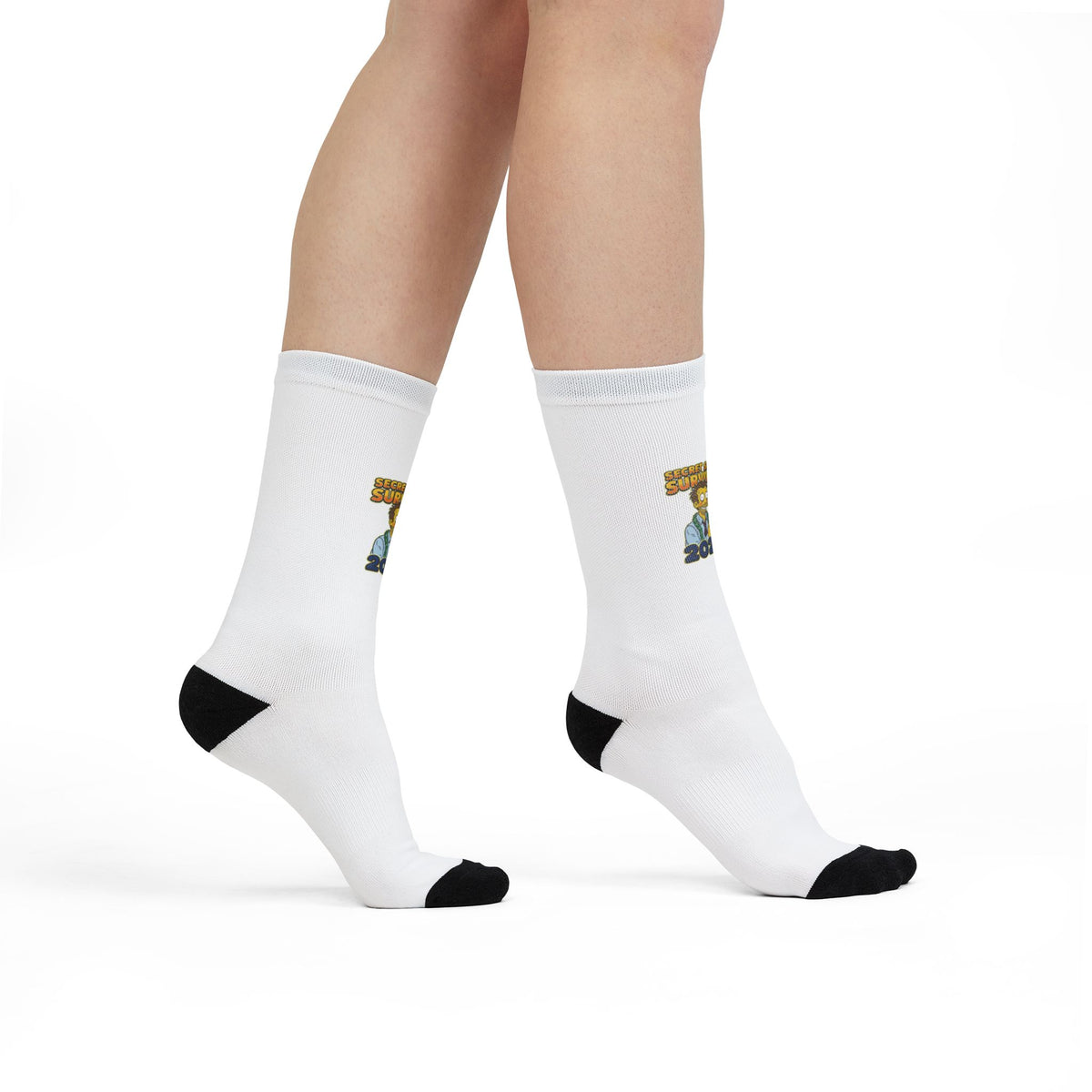 Crew Socks - Secret Santa Survivor, White