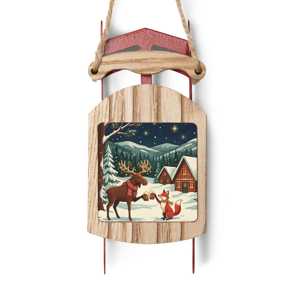 Hanging Sled Ornaments, Snowy Nights (Custom)