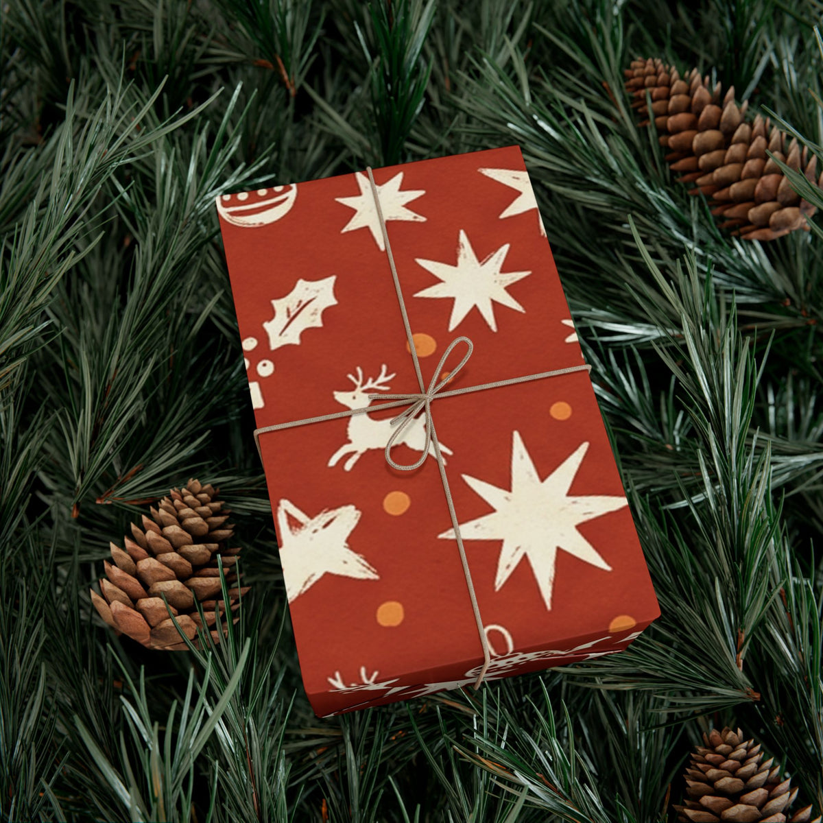 Christmas Giftwrap Paper, Red Ornaments (Custom)