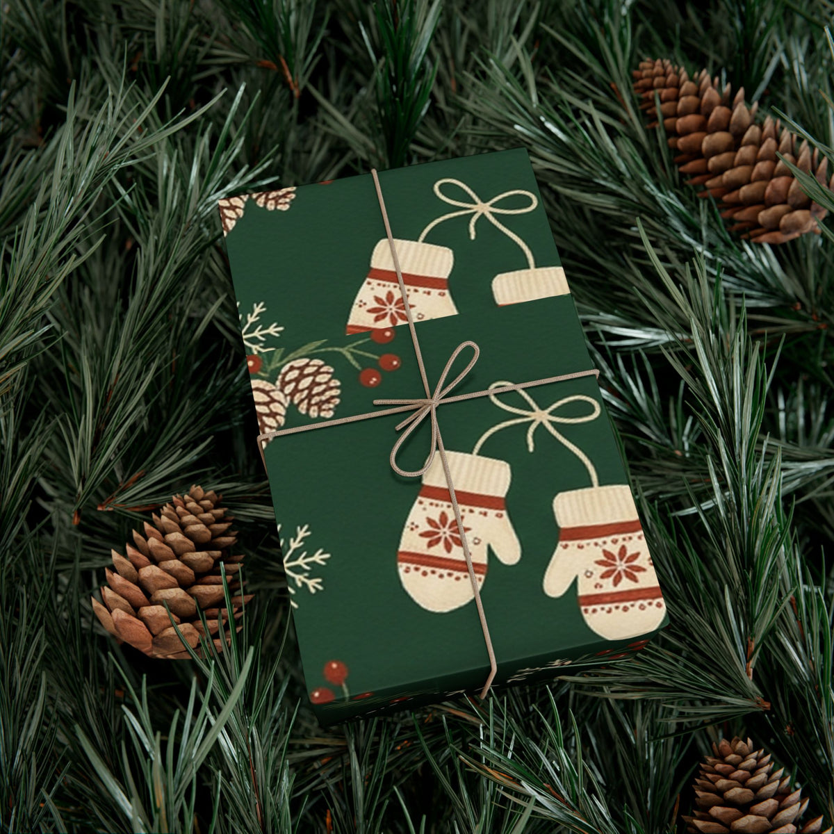 Christmas Giftwrap Paper, Green Pineapple (Custom)