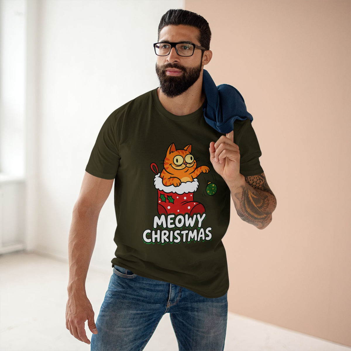 Casual Tee, Meowy Christmas (All Colors)