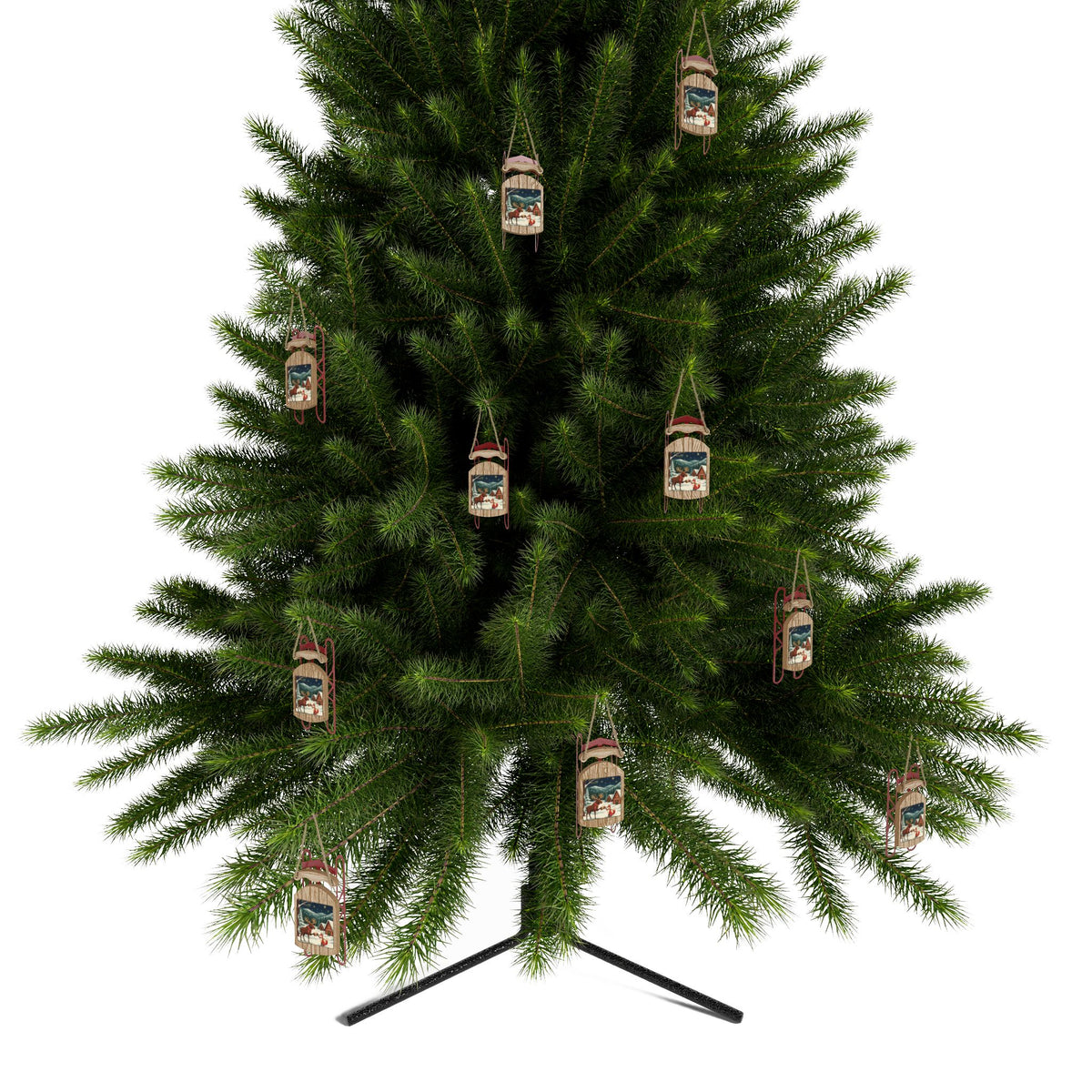 Hanging Sled Ornaments, Snowy Nights (Custom)