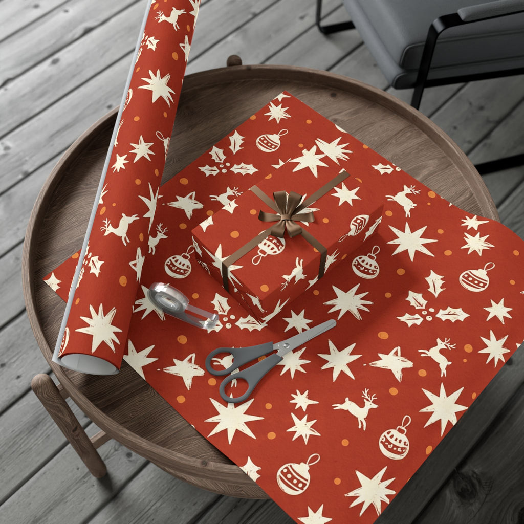Christmas Giftwrap Paper, Red Ornaments (Custom)