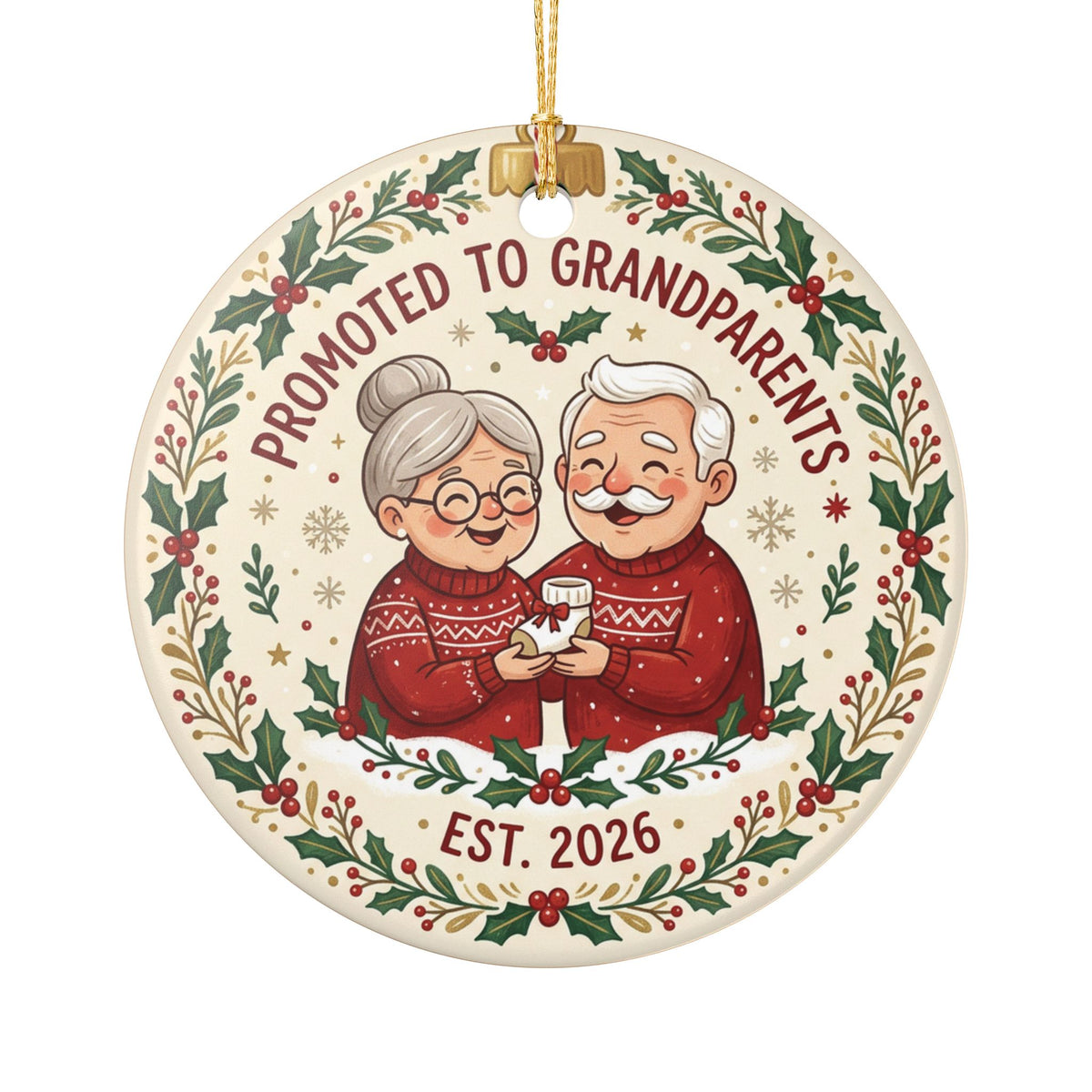 Ceramic Ornament, Promoted to Grandparents (Custom)