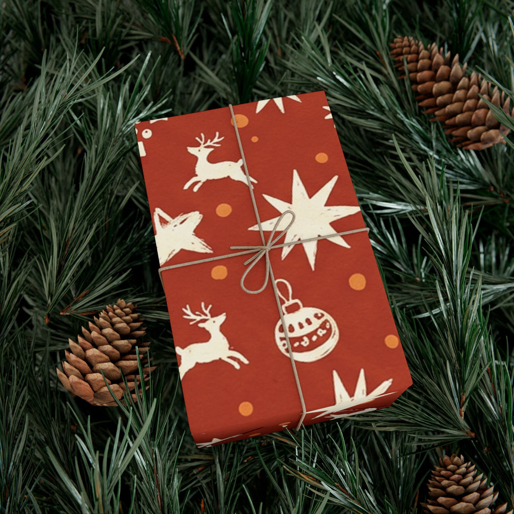 Christmas Giftwrap Paper, Red Ornaments (Custom)